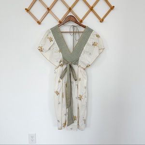 Sugar Lips Atelier Embroidered Bohemian Floral Deep Neck Dress